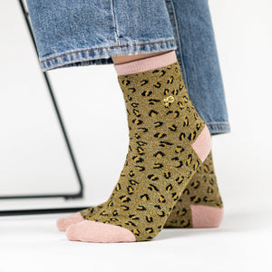 FFL17 Chaussettes Léopard - Olive - Femme