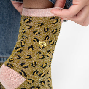 FFL17 Chaussettes Léopard - Olive - Femme