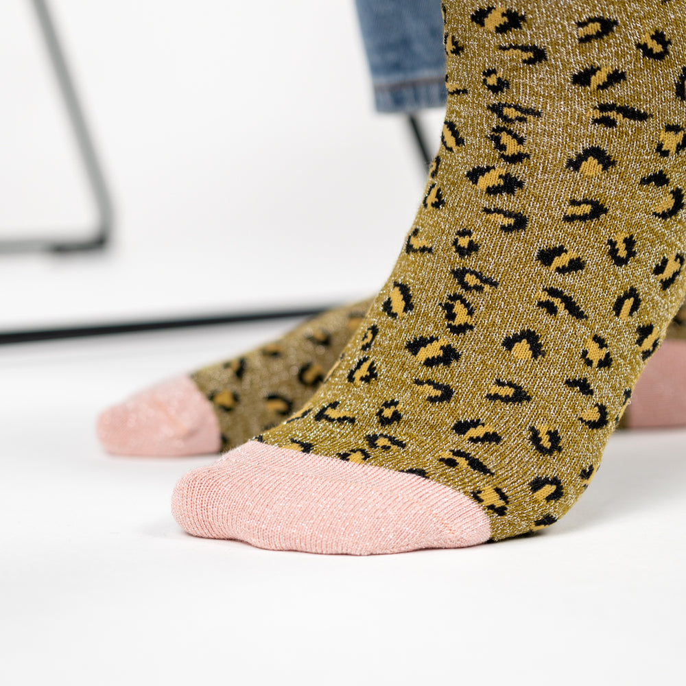 FFL17 Chaussettes Léopard - Olive - Femme