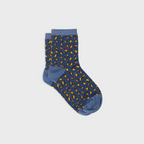 FFL28 - Chaussettes pailletées en coton peigné léopard - Marine - Femme