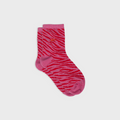 FFL31 - Chaussettes pailletées en coton peigné zèbre - Rose et rouge - Femme