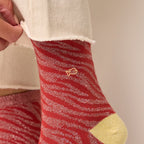FFL34 - Chaussettes pailletées en coton peigné zèbre - Bordeaux - Femme