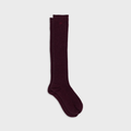 FHA02-  Chaussettes unies en coton peigné Hautes - Bordeaux chiné - Femme