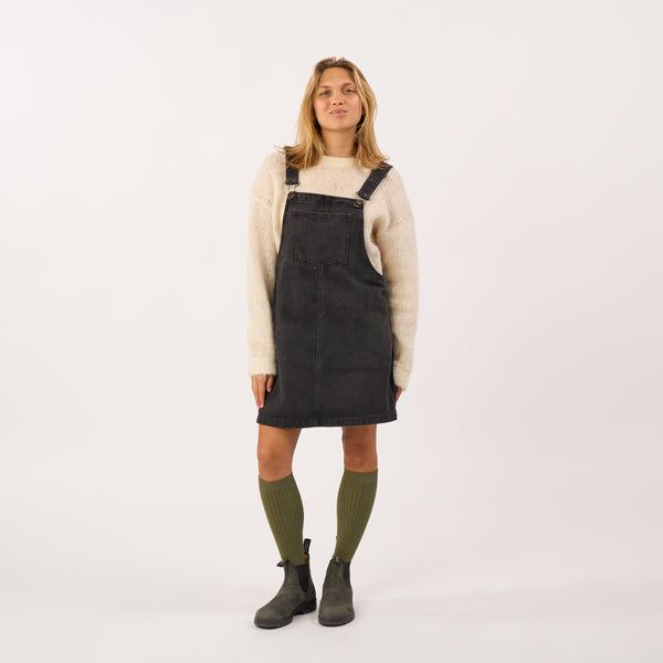 FHA04 -  Chaussettes unies en coton peigné Hautes - kaki chiné - Femme