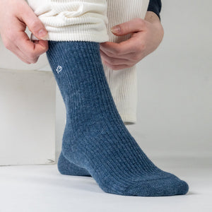 Chaussettes en Laine avec Angora Bleu Chiné #FLA10 - Femme