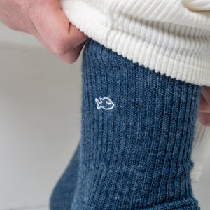 Chaussettes en Laine avec Angora Bleu Chiné #FLA10 - Femme