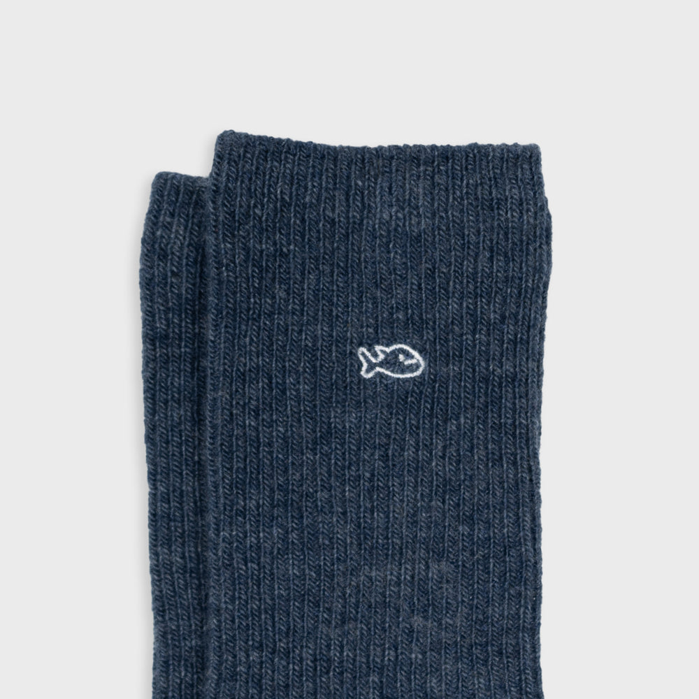 Chaussettes en Laine avec Angora Bleu Chiné #FLA10 - Femme