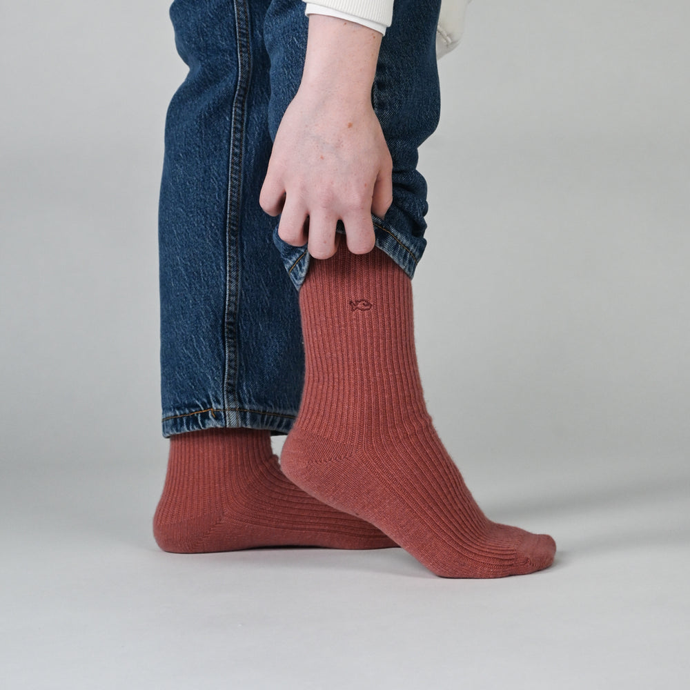 Chaussettes en Laine avec Angora Bois de Rose #FLA11 - Femme