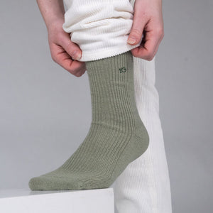 Chaussettes en Laine avec Angora Vert amande #FLA12 - Femme