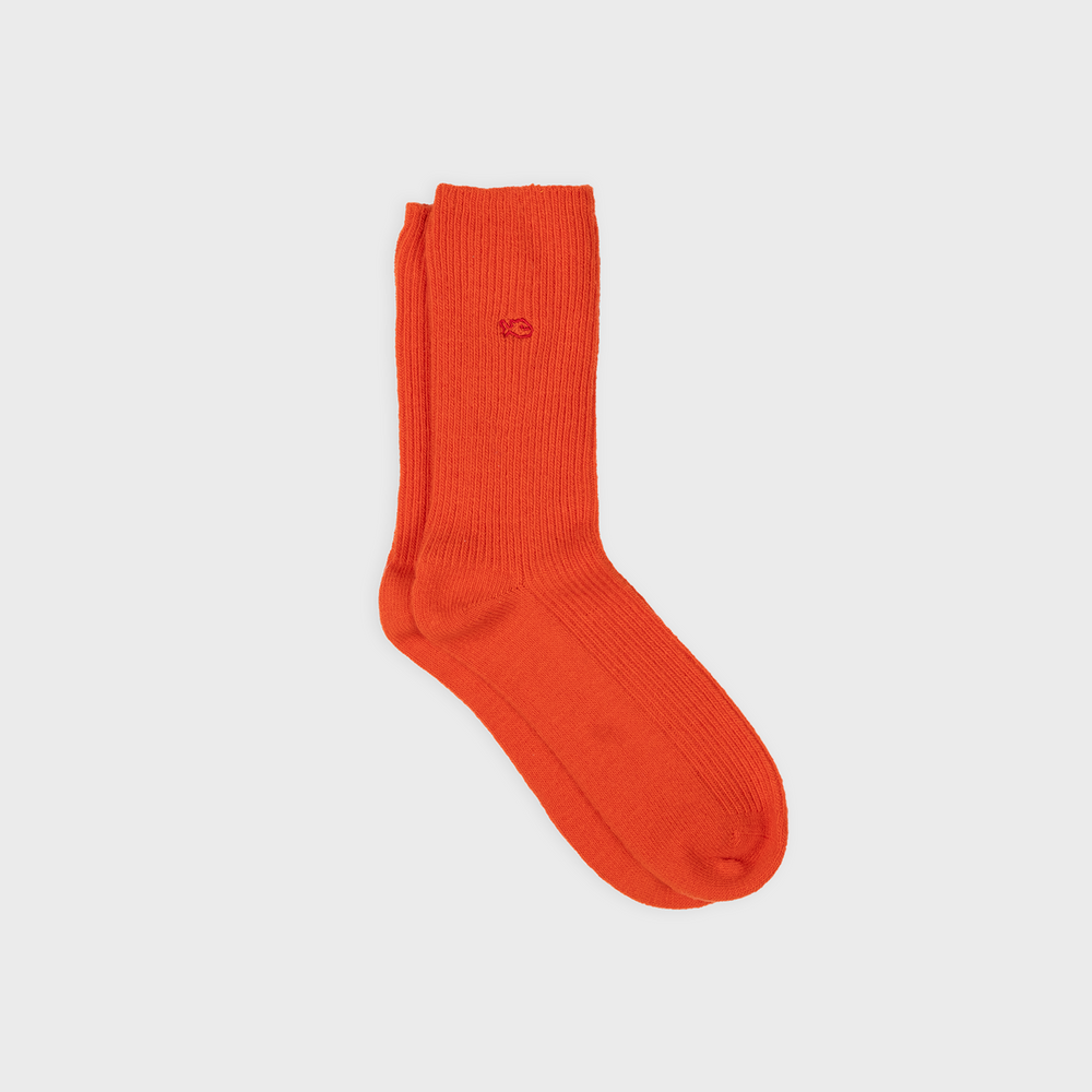 FLA14 Chaussettes en laine avec angora - Orange - Femme