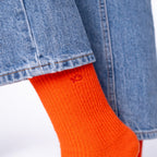 FLA14 Chaussettes en laine avec angora - Orange - Femme