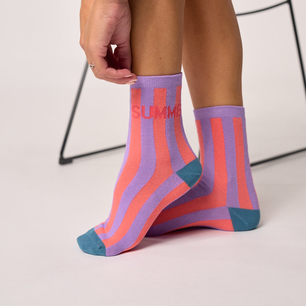FMO20 - Chaussettes en coton peigné Rayées - Summere - Femme