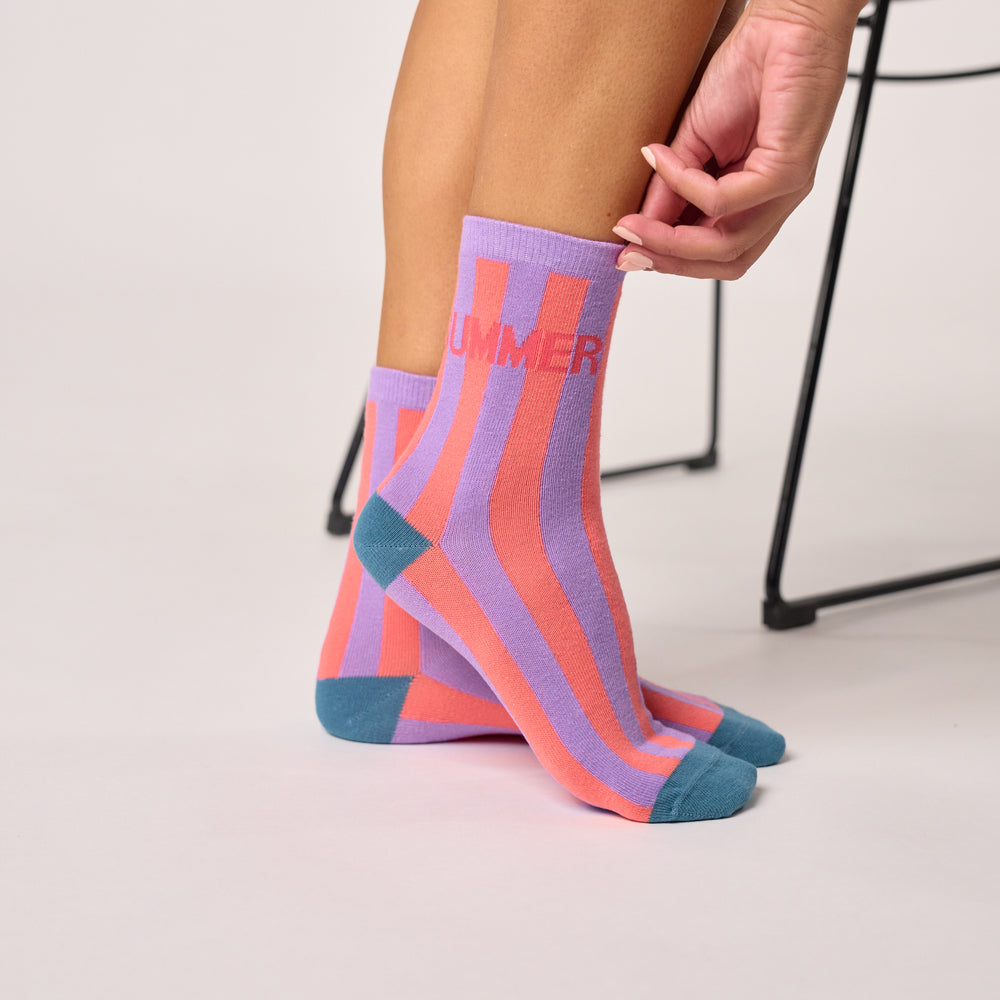 FMO20 - Chaussettes en coton peigné Rayées - Summere - Femme