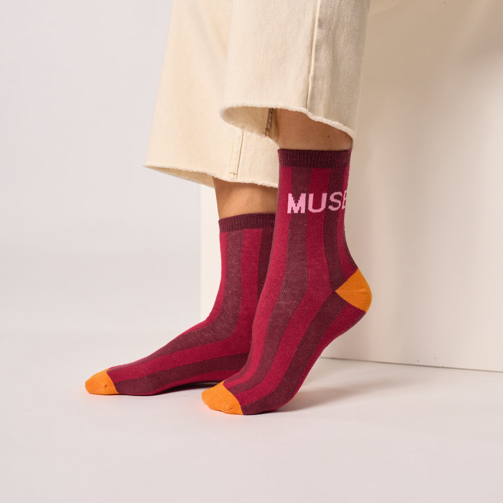 FMO24 - Chaussettes en coton peigné Rayées - Muse - Femme