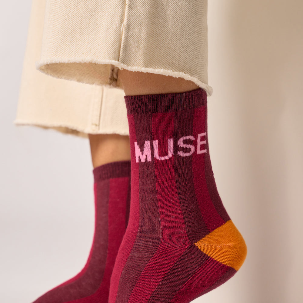 FMO24 - Chaussettes en coton peigné Rayées - Muse - Femme