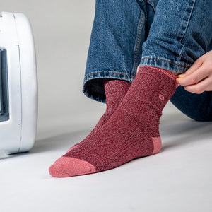 Chaussette en coton peigné Bordeaux et Rose - Femme #FPA12