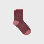 FPA12 - Chaussette en coton peigné Bordeaux et Rose - Femme