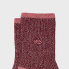 FPA12 - Chaussette en coton peigné Bordeaux et Rose - Femme