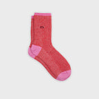 FPA14 - Chaussettes pailletées en coton peigné vintage - Rouge - Femme