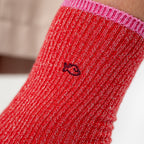 FPA14 - Chaussettes pailletées en coton peigné vintage - Rouge - Femme