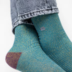 FPA17 Chaussettes en coton peigné Vintage - Bleu canard - Femme