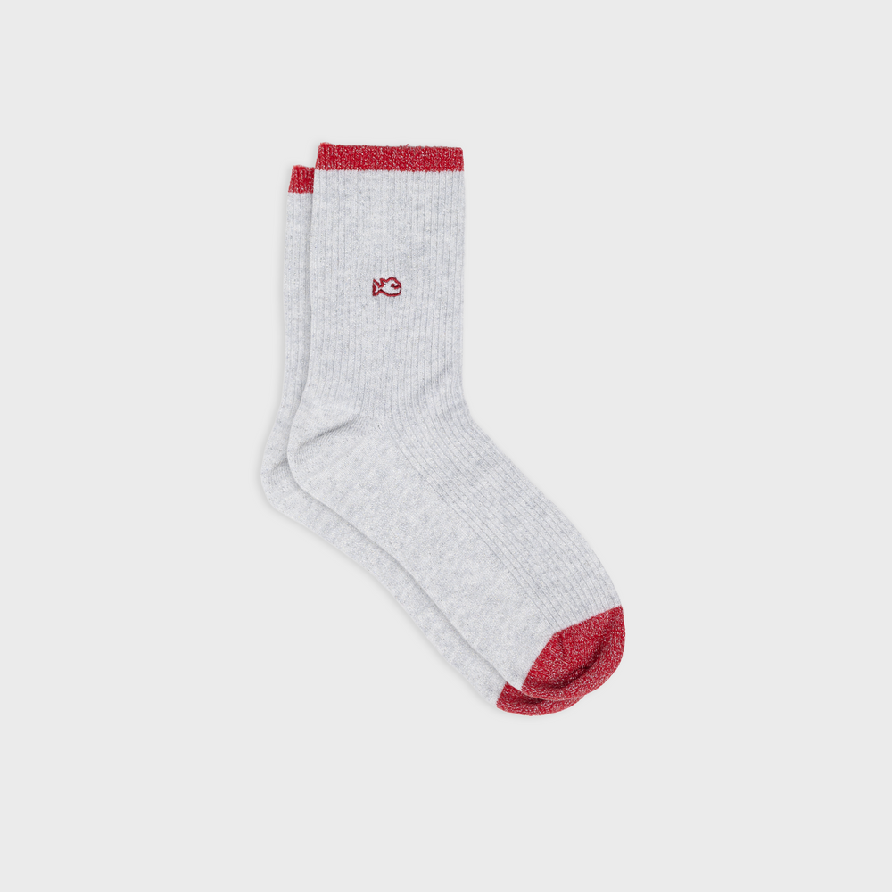 FPA24 Chaussettes pailletées en coton peigné vintage - Gris - Femme