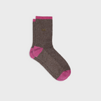 FPA25 Chaussettes pailletées en coton peigné vintage - Marron - Femme