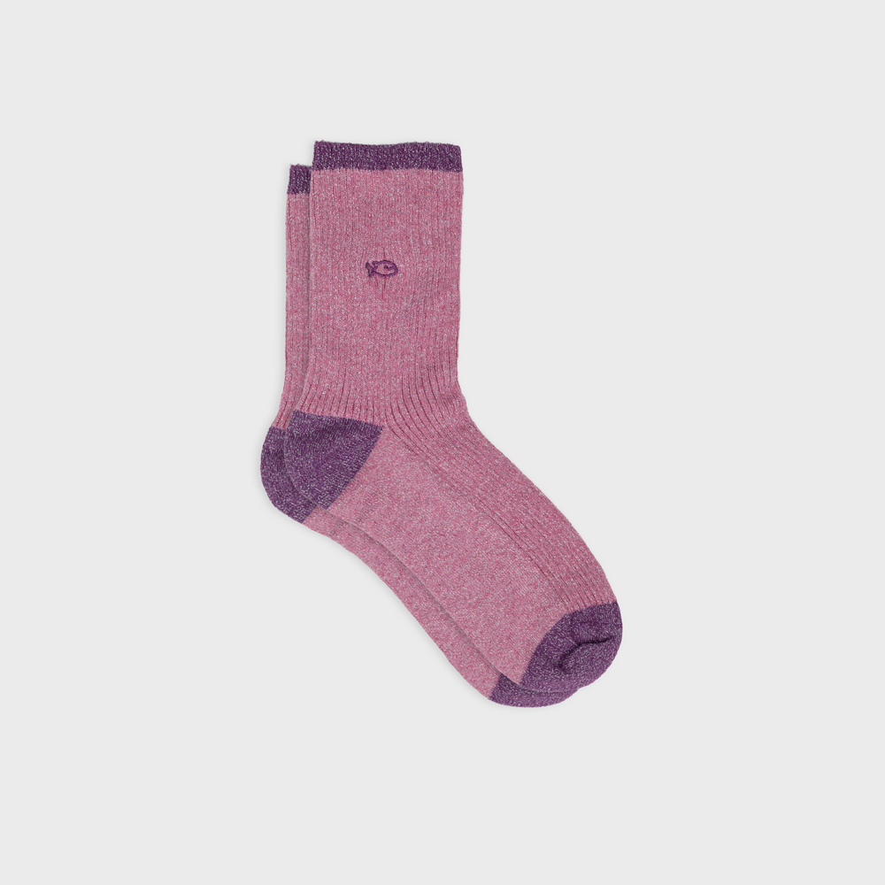 FPA26 Chaussettes pailletées en coton peigné vintage - Rose - Femme