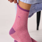 FPA26 Chaussettes pailletées en coton peigné vintage - Rose - Femme