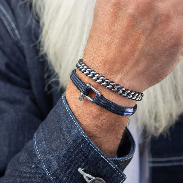 Bracelet Navarch Curb - Navy | Silver