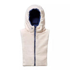 Capuche doudoune bleu marine et écru effet mouton