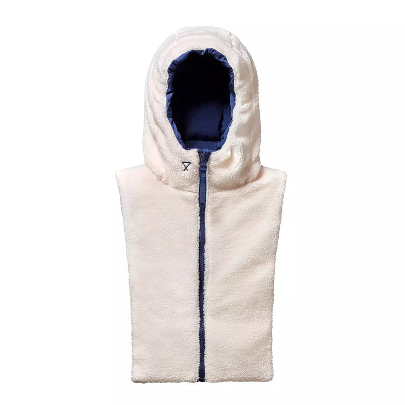 Capuche doudoune bleu marine et écru effet mouton