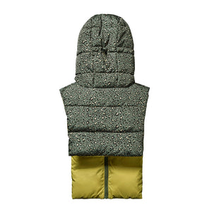 Capuche doudoune léopard kaki & lichen