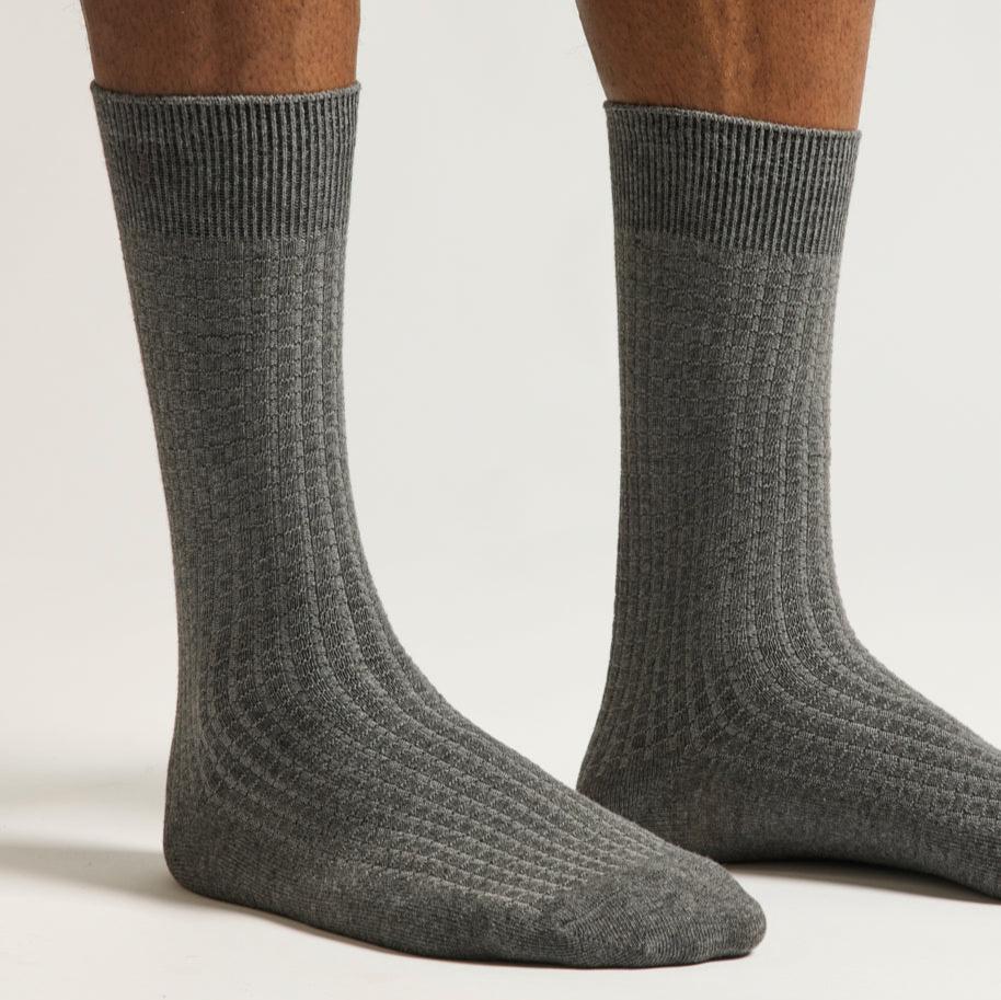 Pack de 3 Chaussettes - Nid d'abeille noir gris marine - Homme