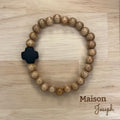 Hossegor - Bracelet Perle de Bois Céramique Noire
