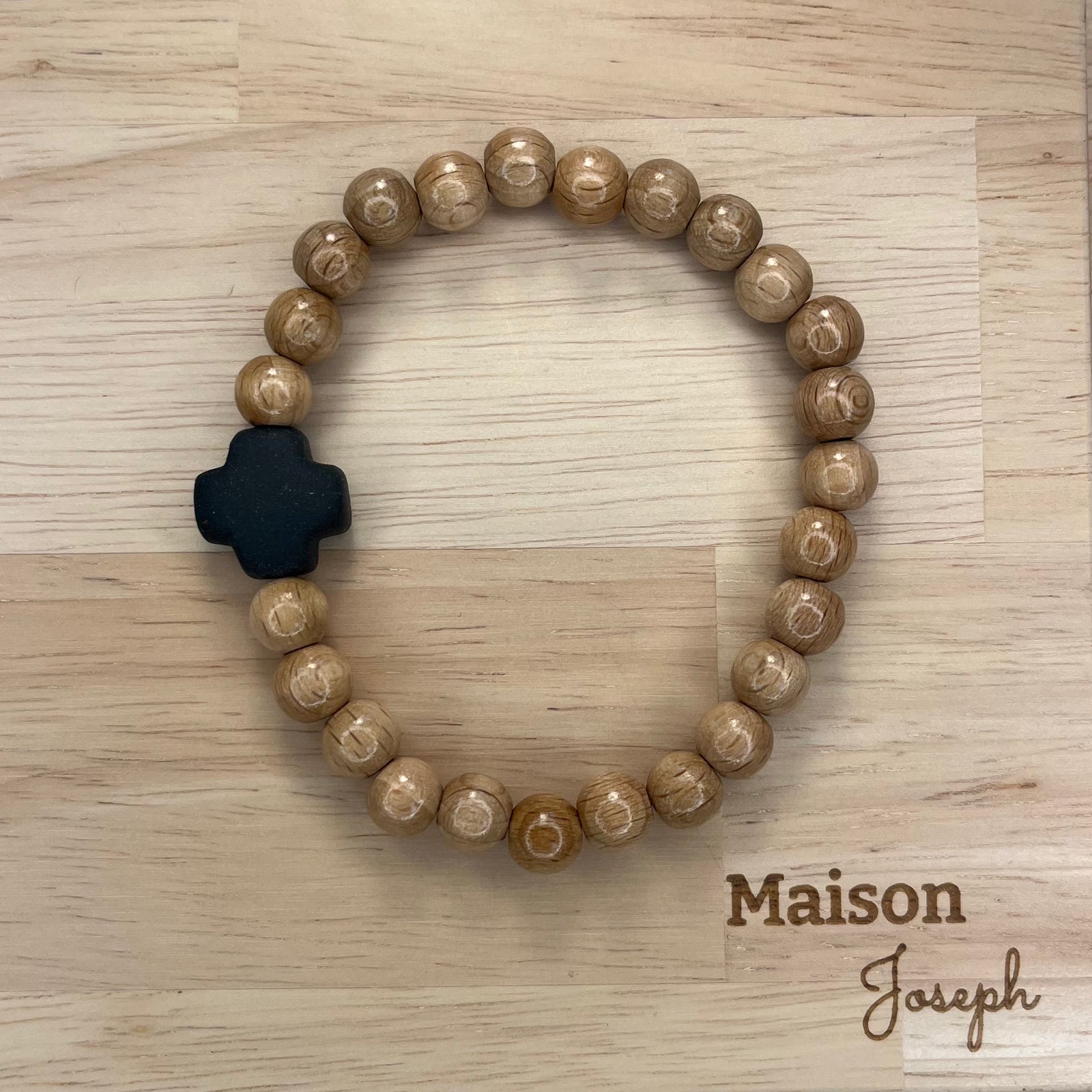Hossegor - Bracelet Perle de Bois Céramique Noire