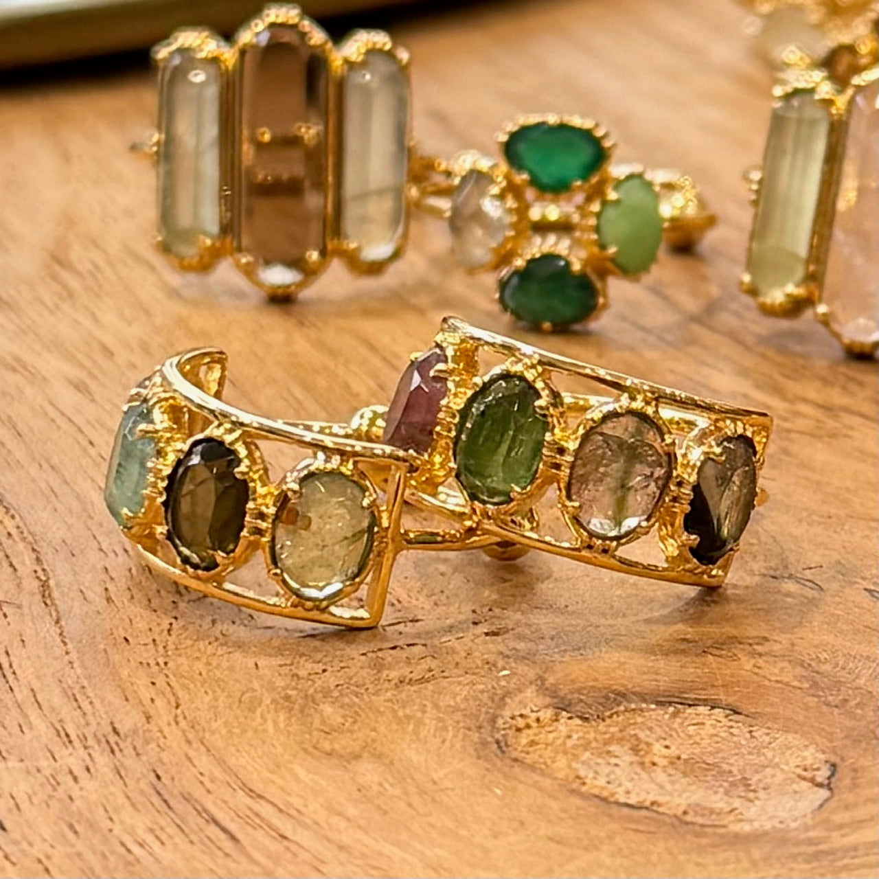 N°761 T - Bague sertie 4 pierres ovales Tourmalines
