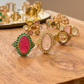 N°801 T- Bague pierre ovale et mini serties cristal tourmaline