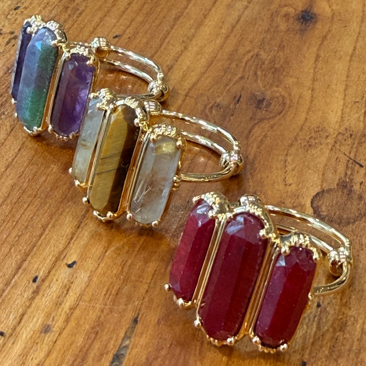 N°674 Alice - Bague trois barrettes serties (grand modèle)