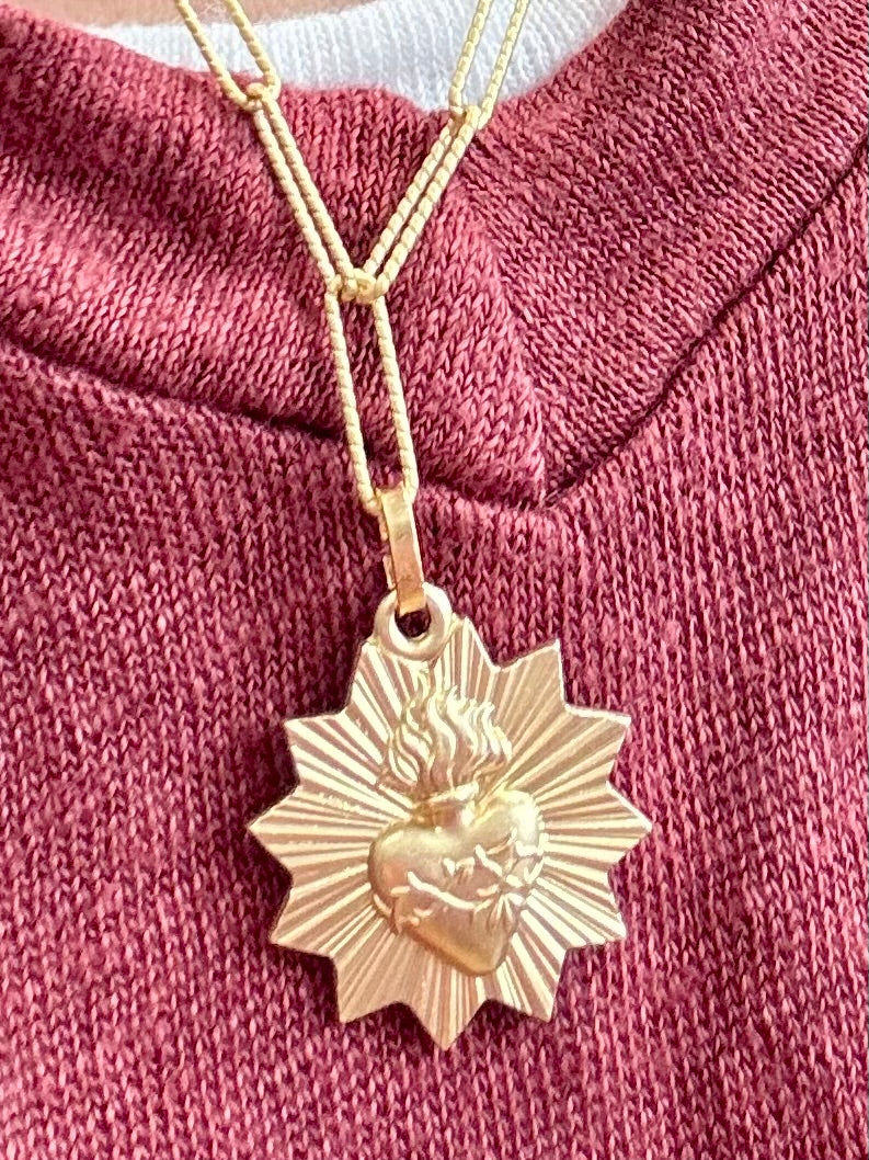 Médaille Sacré Coeur - Doré à l'or fin