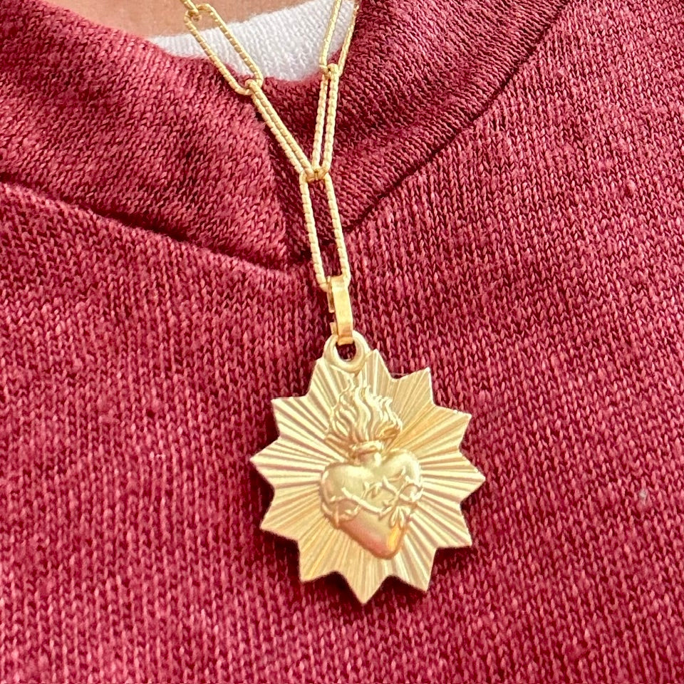 Médaille Sacré Coeur - Doré à l'or fin