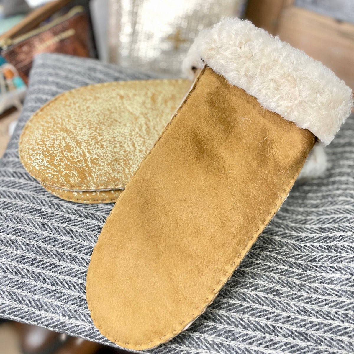 Moufle en cuir Femme Dorée