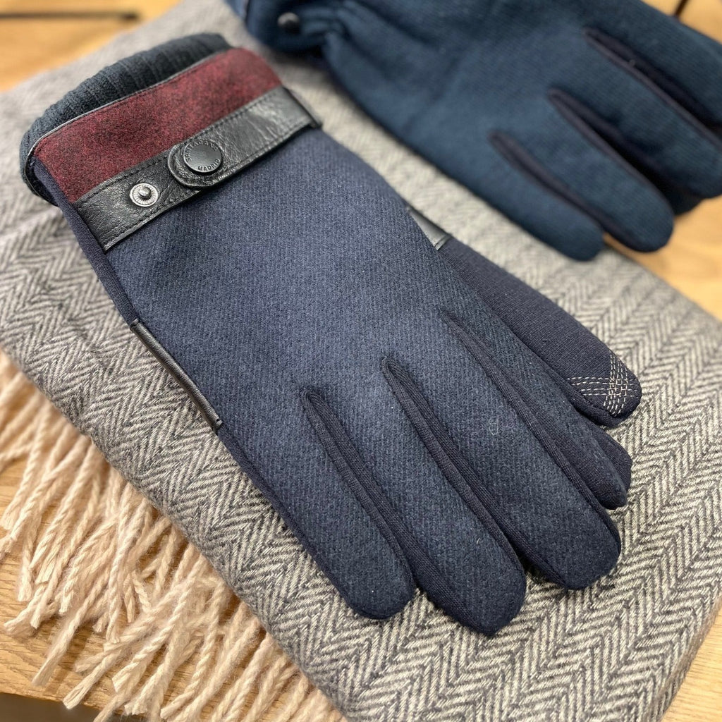 26 - Gant Marine en laine bicolore doublé