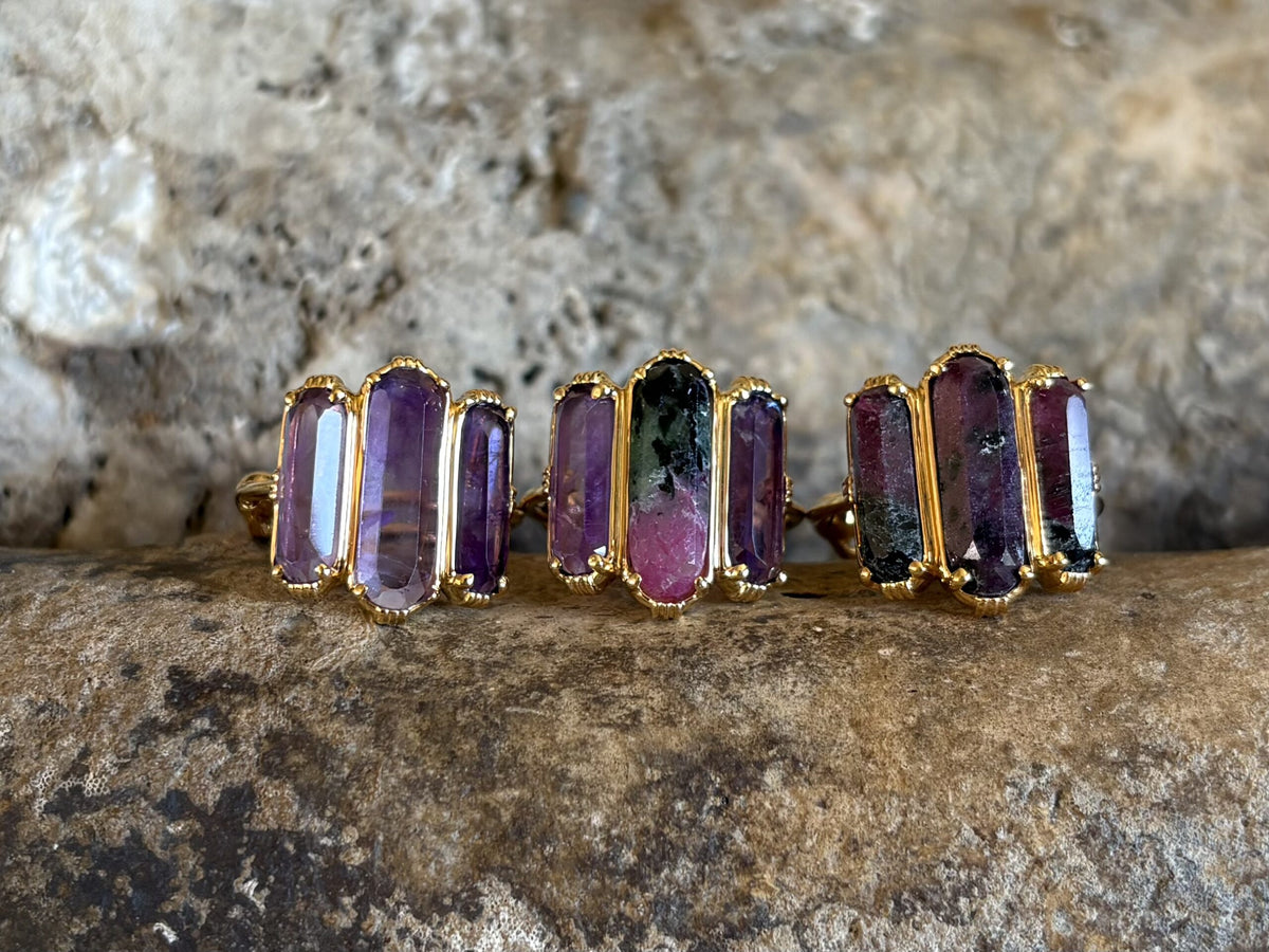 N°674 Alice - Bague trois barrettes serties (grand modèle)