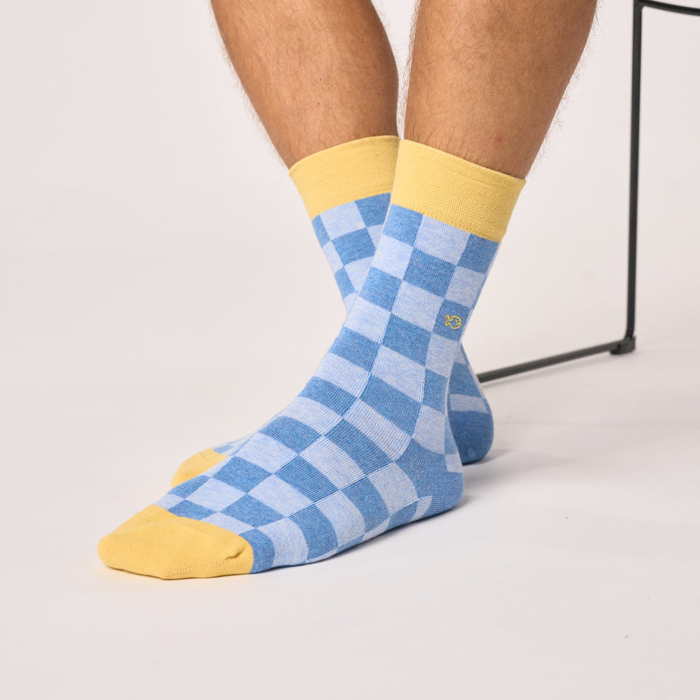 KRO12 - Chaussettes en coton peigné à carreaux - Riverside - Homme