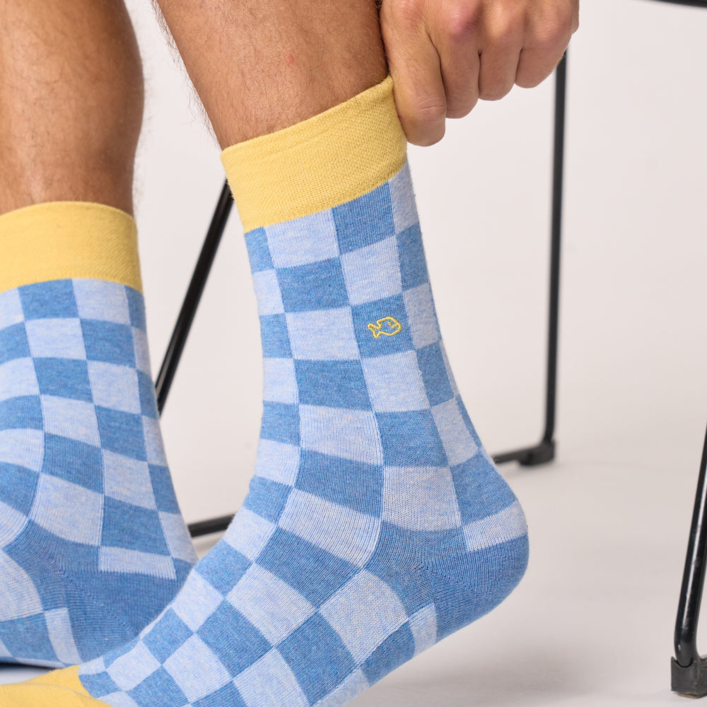 KRO12 - Chaussettes en coton peigné à carreaux - Riverside - Homme
