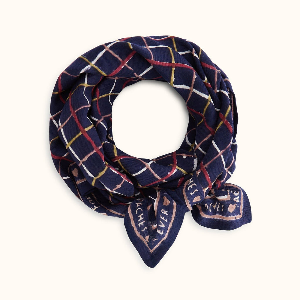 Grand Foulard Apaches Latika - Cahier - Indigo