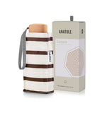 Lazare - Mini parapluie rayé caramel « marinière » – micro & solide