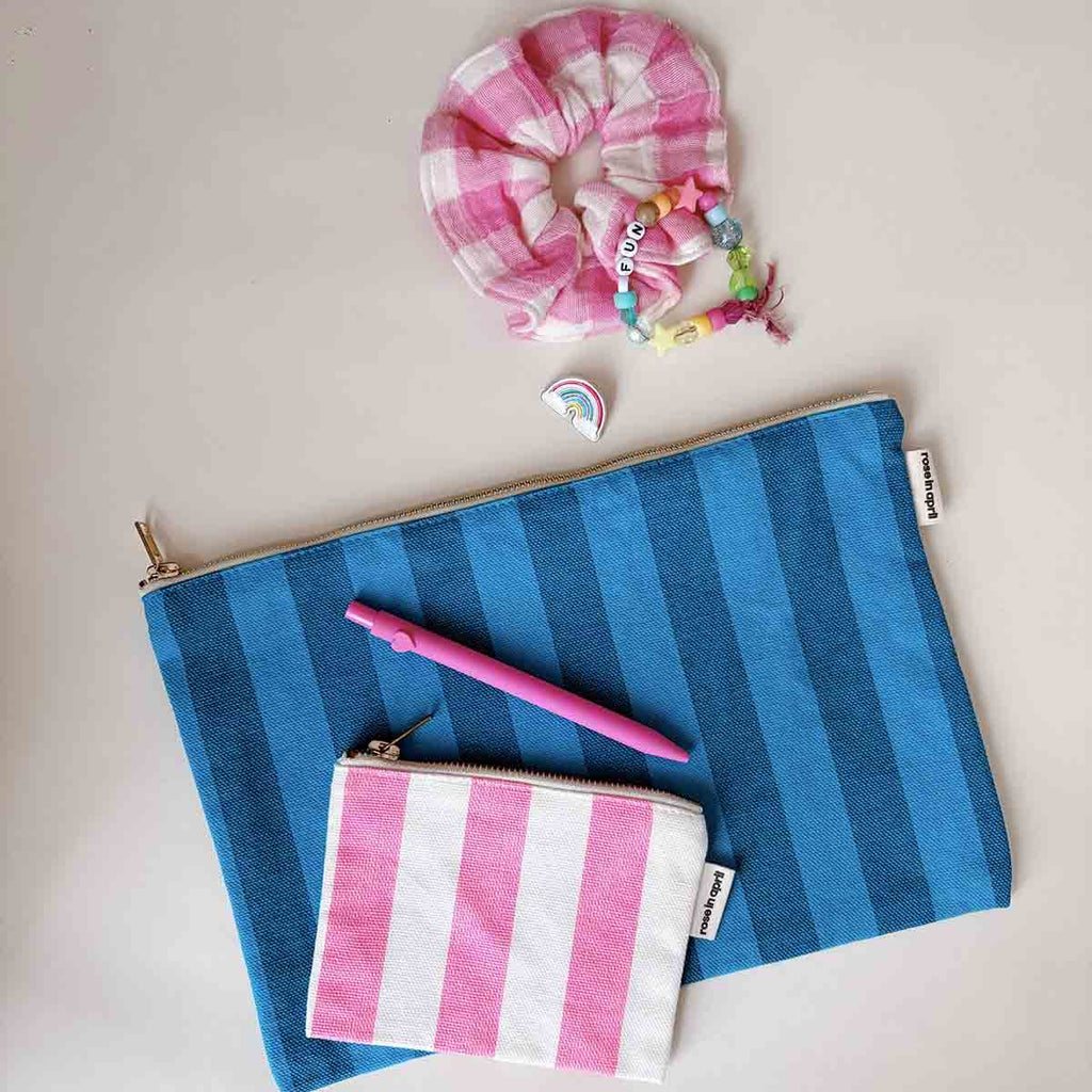Lili - Grande Pochette rayures Tahitian / Turquoise