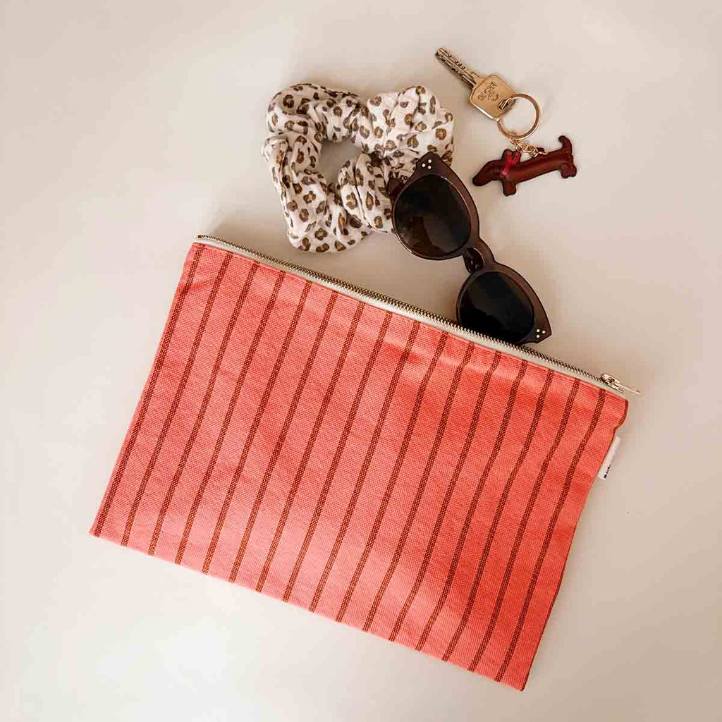 Lili - Grande Pochette Tennis Pecan / Corail